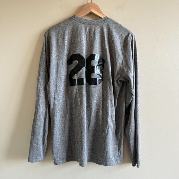 NIKE DRI-FIT THE NIKE TEE SHIRT TOP LONG SLEEVE MENS SIZE L GRAY "28" CREWNECK - Picture 5 of 5